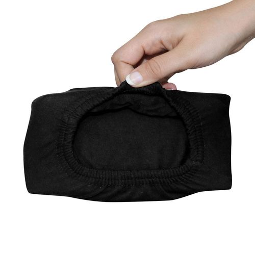  Jersey 1PC Fitted Sheet Black- 90x190+25,  Jersey 1PC Pillowcase 48x74+ 12cm