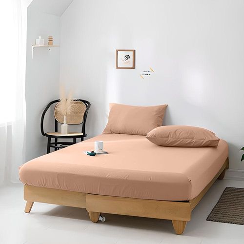 Jersey 1PC Fitted Sheet Beige- 120x200+30, 2pc Pillowcase 48x74+12cm