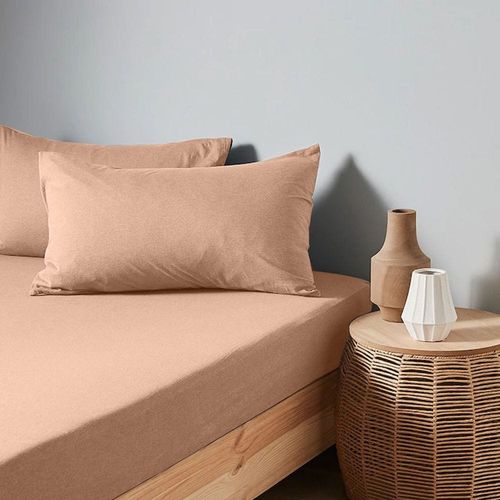  Jersey 1PC Fitted Sheet Beige- 120x200+30, 2pc Pillowcase 48x74+12cm