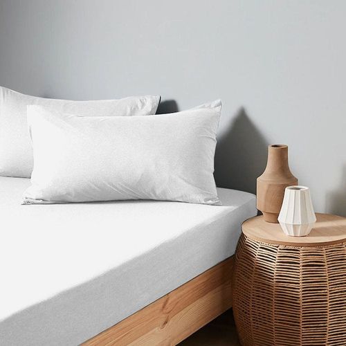  Jersey 1PC Fitted Sheet White- 160x200+30, 2pc Pillowcase 48x74+12cm