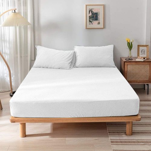  Jersey 1PC Fitted Sheet White- 160x200+30, 2pc Pillowcase 48x74+12cm