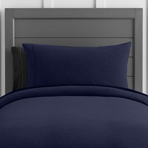 Cotton Home Jersey 1PC Duvet Cover Navy Blue-200x200, 2pc Pillowcase 48x74+12cm