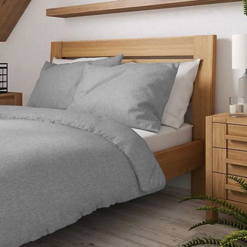 Cotton Home Jersey 1PC Duvet Cover Grey-200x200, 2pc Pillowcase 48x74+12cm