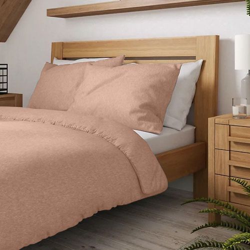 Cotton Home Jersey 1PC Duvet Cover Beige-200x200, 2pc Pillowcase 48x74+12cm