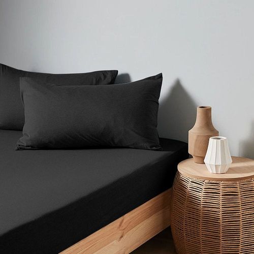 Cotton Home Jersey 1PC Duvet Cover Black-220x220, 2pc Pillowcase 48x74+12cm