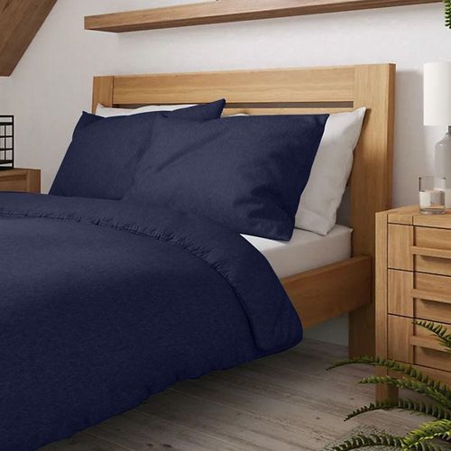 Cotton Home Jersey 1PC Duvet Cover Navy Blue-220x220, 2pc Pillowcase 48x74+12cm
