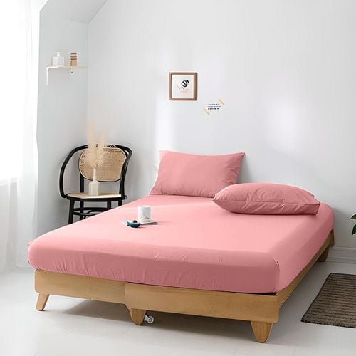 Cotton Home Jersey 1PC Duvet Cover Pink-220x220, 2pc Pillowcase 48x74+12cm