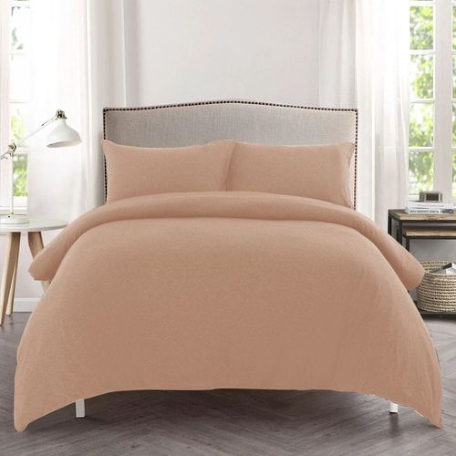 Cotton Home Jersey 1PC Duvet Cover Beige-220x220, 2pc Pillowcase 48x74+12cm