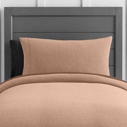 Cotton Home Jersey 1PC Duvet Cover Beige-220x220, 2pc Pillowcase 48x74+12cm