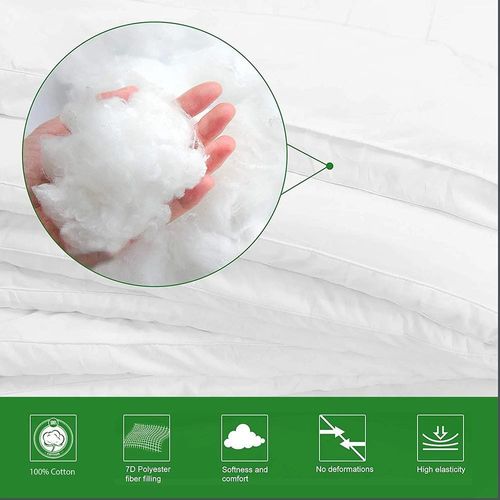 Cotton Home 3pc Set PolyCotton Mattress Topper 180x200+8cm with 2 Pillow cover , Off White And Black Geoemetric