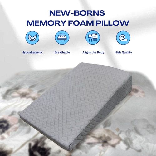 Smooth Wedge Memory Foam Pillow- Grey
