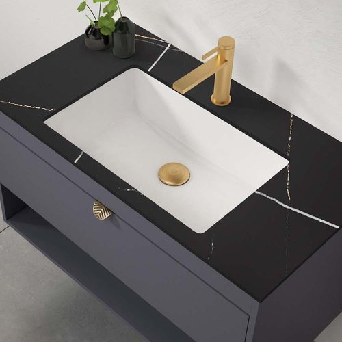Milano Rexie Vanity Cabinet w/blk Porcelain Slab countertop