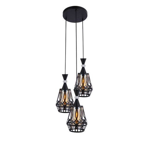 Belle Mx Eco 3-Light Iron & Glass Chandelier