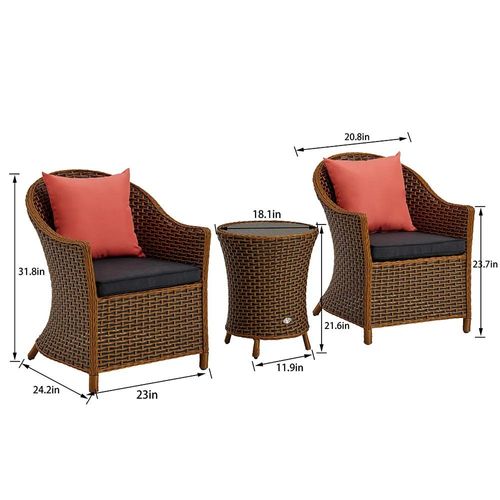 Venus Rattan 2-Seater Coffee Set With Table