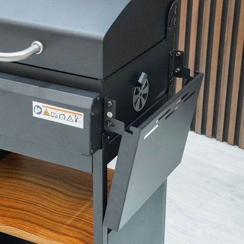 Wood Look Gas & Charcoal BBQ Station