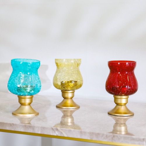 Set Of 3 Crackled Hurricane 12.7Cm