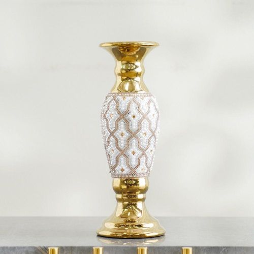 Abriz Candle Holder Gold-9.8 x 9.8 x 25 Cm 