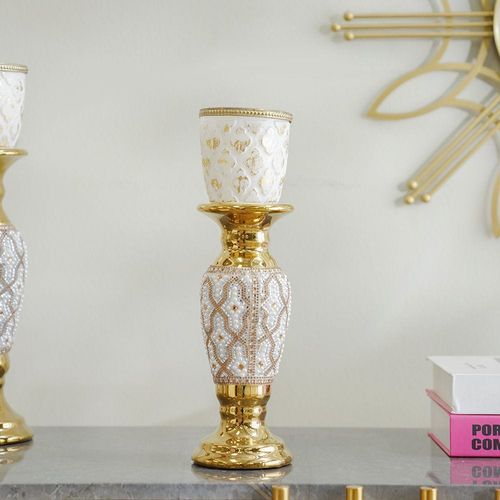 Abriz Candle Holder Gold-11 x 11 x 30.5 Cm 