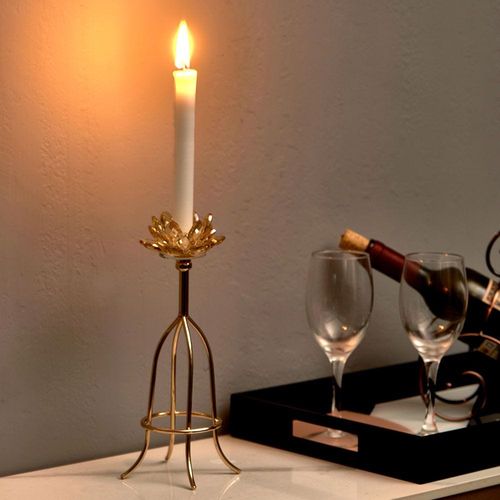 Abriz Candle Holder Gold Metal / Crystal  12 X 12 X 25.5 CM