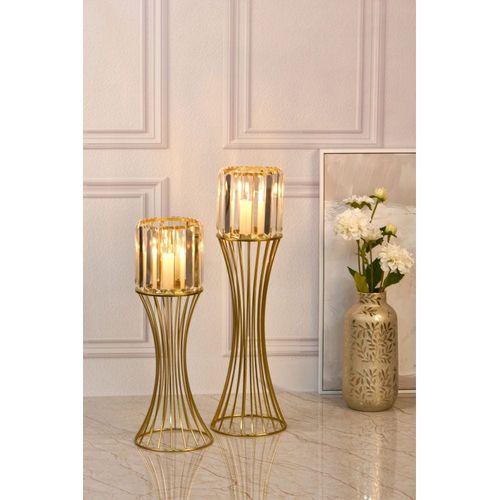 Medalion Metal Candle Holder 18x18x60cm Gold