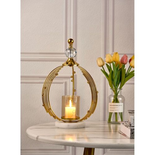 Medalion Metal Candle Holder 28x13x36Cm Gold