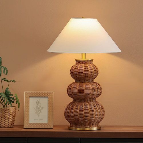 Jonathan Rattan Table Lamp Brown 43X43X71Cm 
