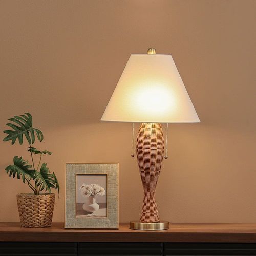 Jonathan Rattan Table Lamp Brown 38X38X68Cm 