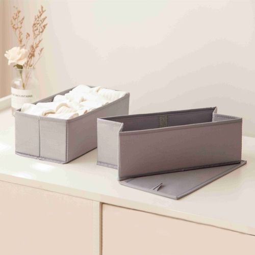 Magnus  2 Section Closet Drawer Organizer Grey 13X28X10Cm 