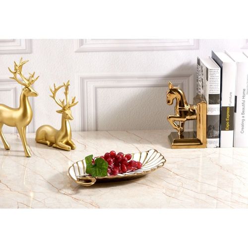 Liana Leaf Tray 30x16x3.8Cm Gold