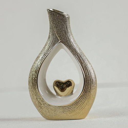 Lori Vase - White/Gold - L 15.3 x W 6.8 x H 25.5 cm