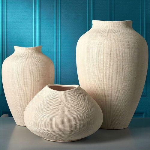 Abriz Vase Beige Ceramic  25.5 X 25.5 X 17 CM