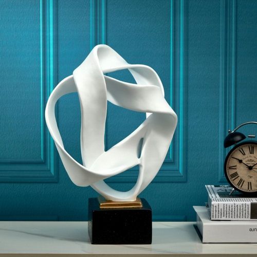 Abriz Abstract Table Deco White Resin  27 X 18 X 40 CM