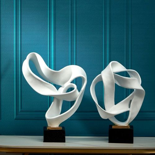 Abriz Abstract Table Deco White Resin  27 X 18 X 40 CM