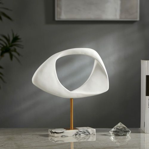 Abriz Abstract Table Deco White Resin / Marble / Metal  29.5 x 8 x 32 CM