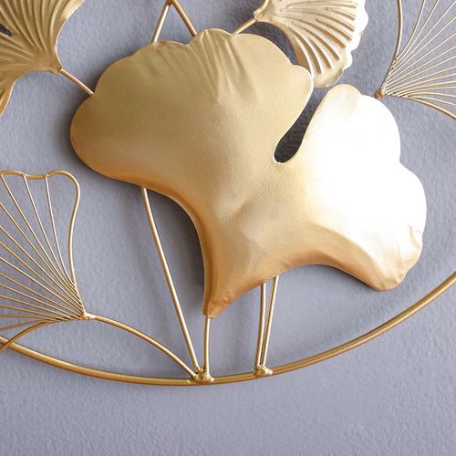 Medalion Circle Frame Leaf Wall Decoration Gold 46X2X46CM