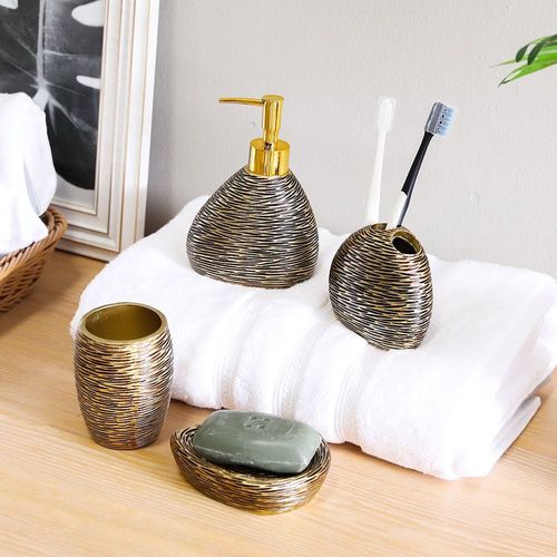 Elliana 4 Pcs Bath Accessories Set Gold