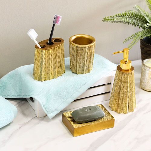 Elliana 4 Pcs Bath Accessories Set Gold