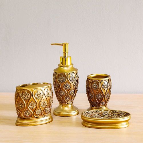Elliana 4 Pcs Bath Accessories Set Gold