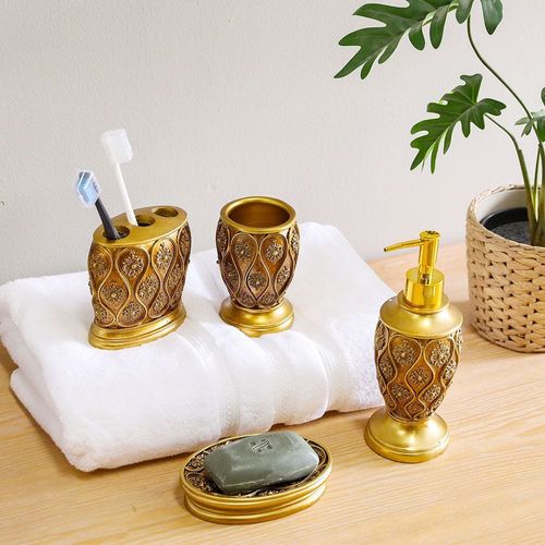 Elliana 4 Pcs Bath Accessories Set Gold