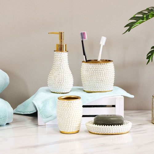 Elliana 4 Pcs Bath Accessories Set White