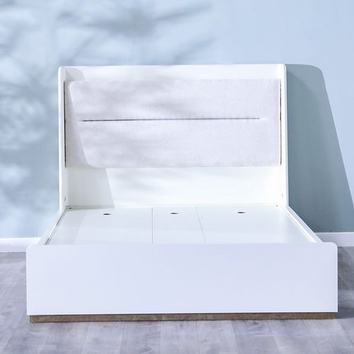 Eliza 150X200 Queen Bed - Matte White / Oak