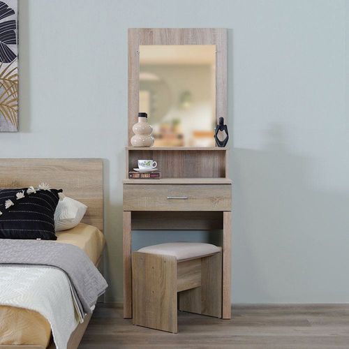 Celestina King Bed Set 180X200 + Dresser and Stool - Light Oak 