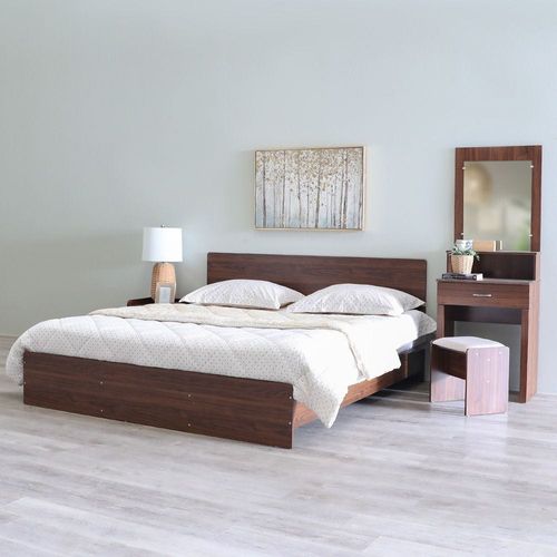 Celestina King Bed Set 180X200+ Dresser and Stool - Teak