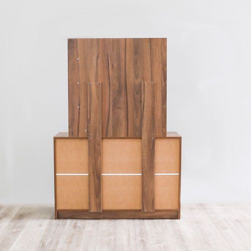 Belfast 180X200 King Bed + 2Xnight Stand And Dresser W/ Mirror - Walnut