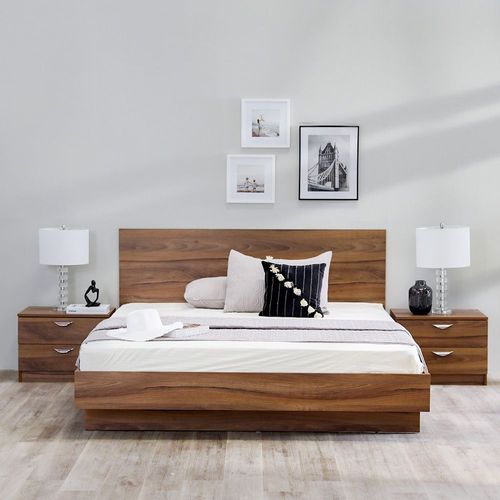 Belfast 180X200 King Bed + 2Xnight Stand And Dresser W/ Mirror - Walnut