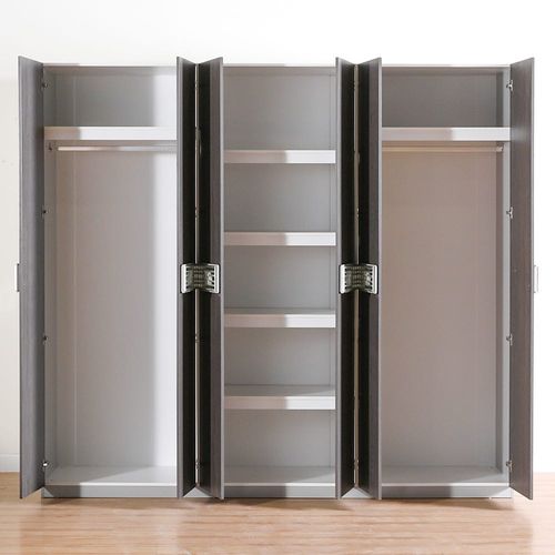 Calvin 6 Door Wardrobe - Grey / Silver