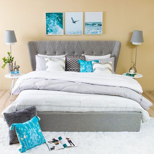 Alessandra 150X200 Hydraulic Queen Bed-Warm Grey