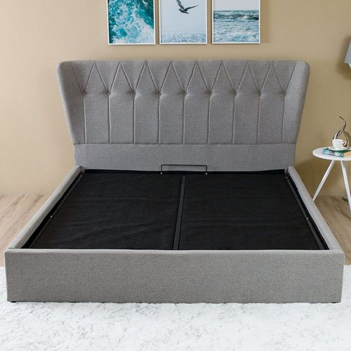 Alessandra 150X200 Hydraulic Queen Bed-Warm Grey