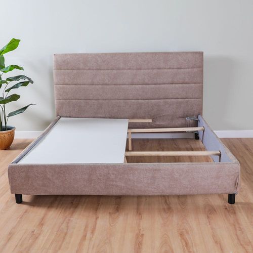 Lugano 180X200 Upholstered King Bed Set-Light Ash / Black