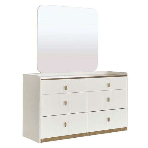 Eliza Dresser w/ Mirror - Matte White / Oak